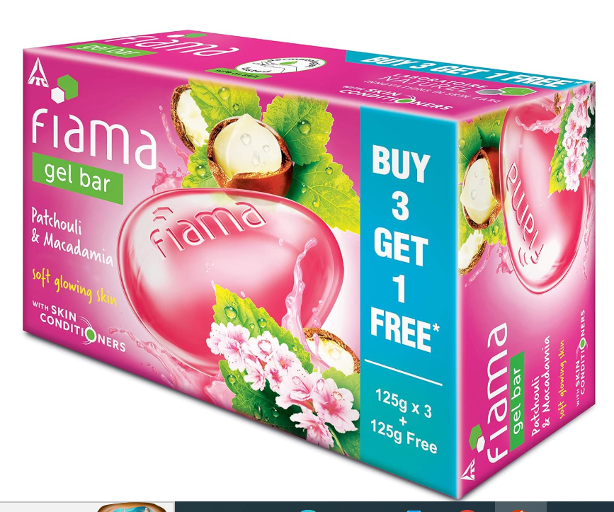 Fiama Di Wills Patchouli & Macadamia Soft Glowing Skin Gel Bar, 125g (Buy 3 Get 1 Free)