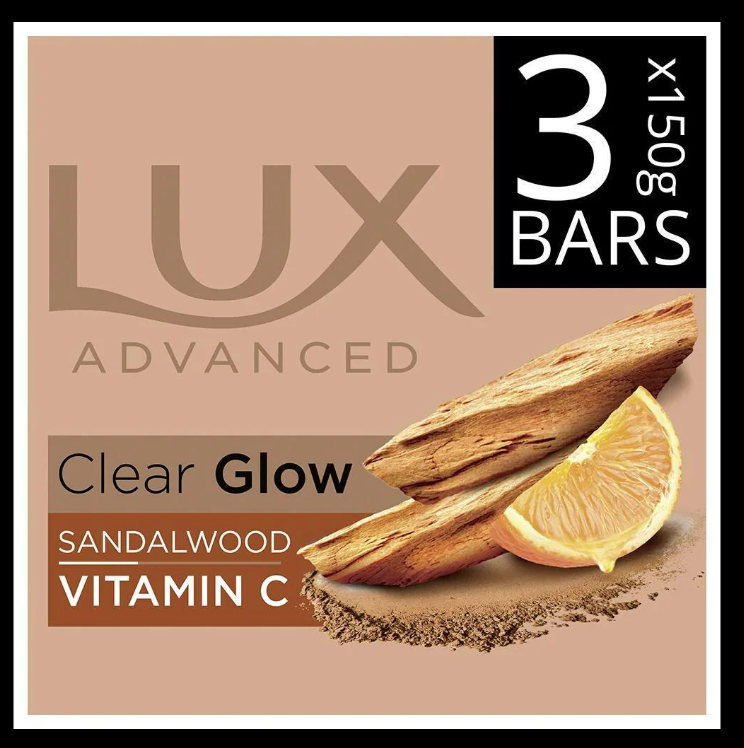 Lux Advanced Clear Glow Sandalwood + Vitamin C Soap 150 g (Pack of 3)